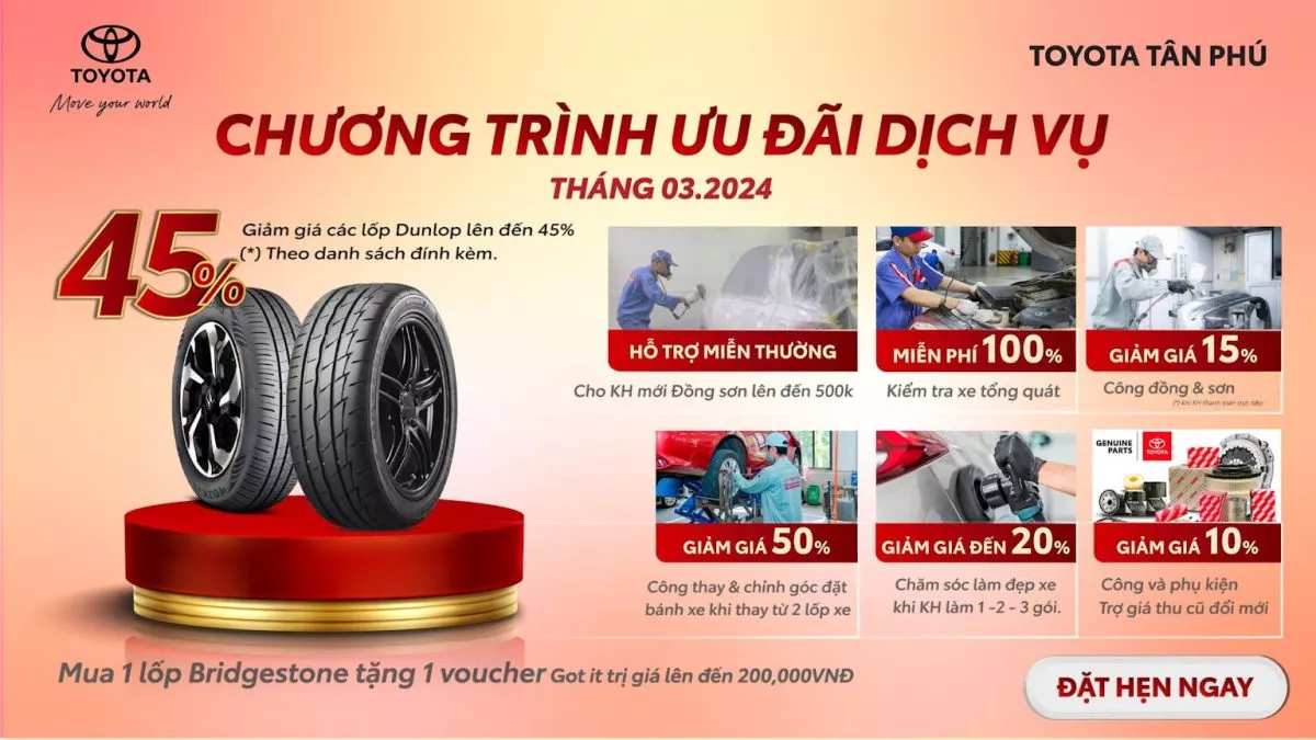 Read More About The Article Ưu Đãi Dịch Vụ Lên Đến 100% Chỉ Có Tại Toyota Lý Thường Kiệt – Tháng 03/2024