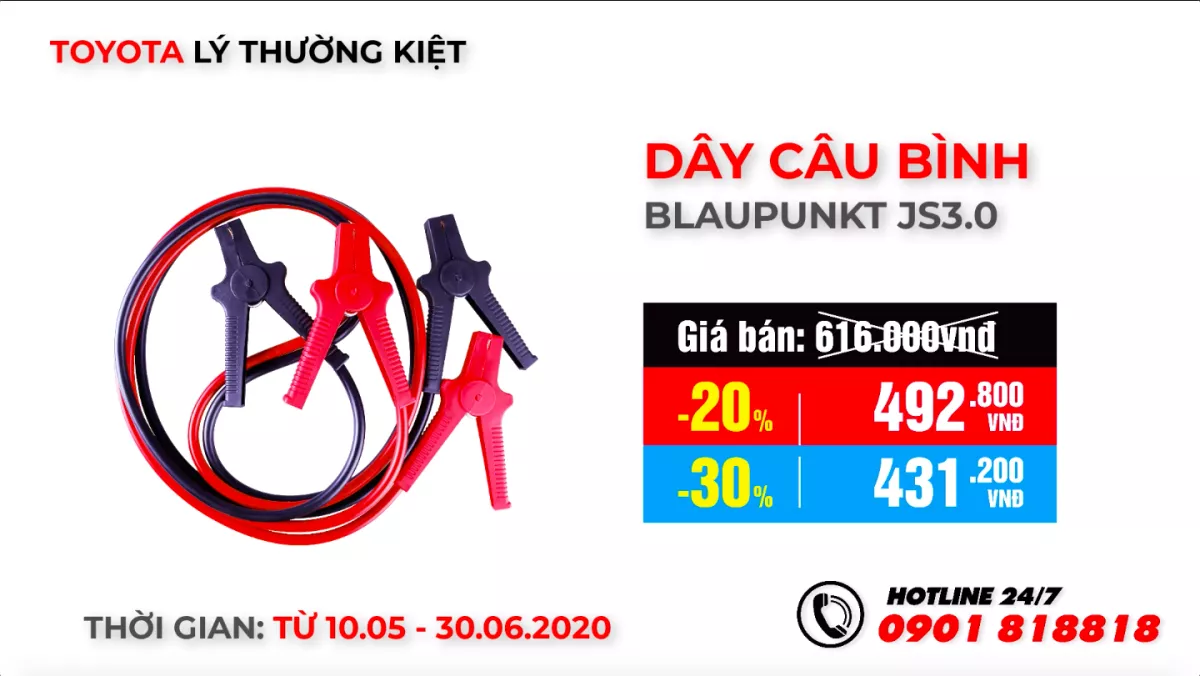 Giảm 20 – 30% Giá Phụ Kiện Dành Cho Khách Hàng Sử Dụng Dịch Vụ Tại Toyota Lý Thường Kiệt