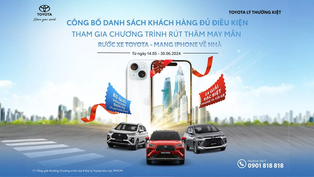 You Are Currently Viewing Toyota Tân Phú Công Bố Danh Sách Chính Thức Khách Hàng Đủ Điều Kiện Tham Gia Chương Trình Rút Thăm May Mắn Rước Xe Toyota – Rinh Iphone Về Nhà