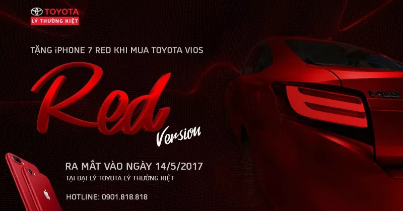 Toyota Vios 2017 Red Độc Quyền Tại Toyota Lý Thường Kiệt Tặng Iphone 7