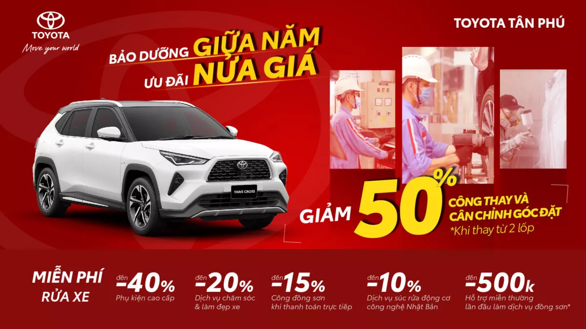 Ưu Đãi Dịch Vụ Tháng 5 Tại Toyota Tân Phú – Chăm Xe Chu Toàn, Nhận Ngay Ưu Đãi Lớn!